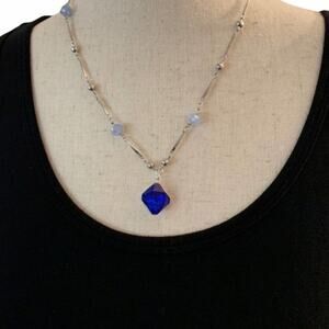 new Necklace sapphire Crystal Pendant made with Swarovski ™ Kaleidoscope Crystal